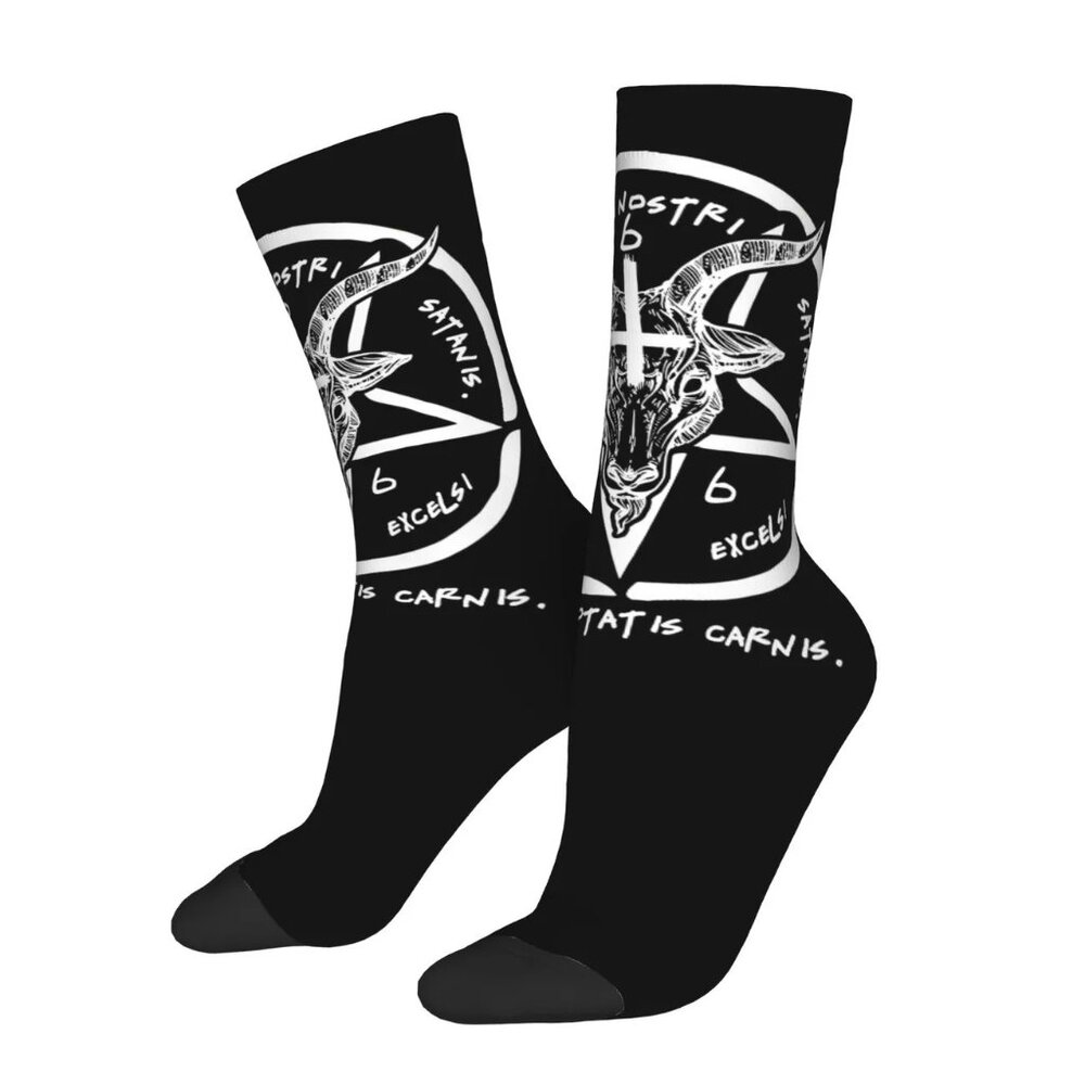Unisex Mid-Calf Socks, 3D Fun Goat Graphic Print black mens socks NWOT
